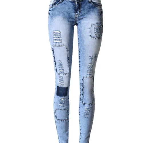 Low Waist Light Blue Skinny Jeans